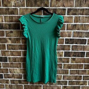 Zara Green Ruffled Sleeveless Blouse